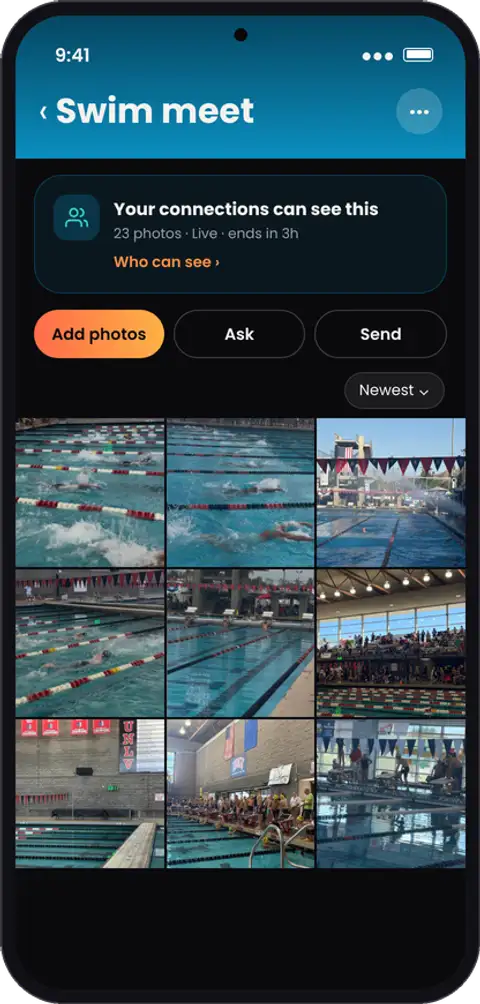 Swim meet album with who can see it