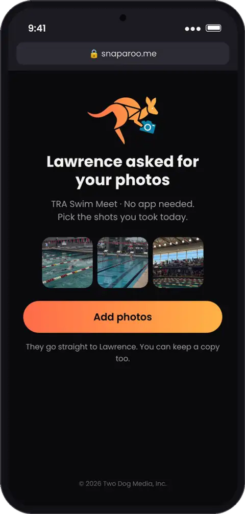 The guest adds photos in their browser, no app needed
