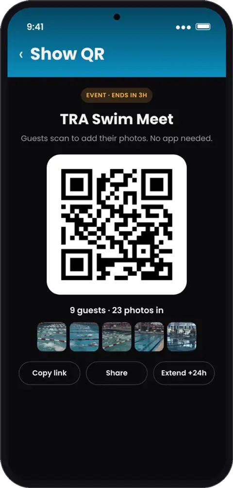 Show QR for the swim meet